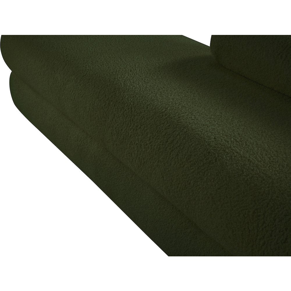 Kennedy Green Faux Shearling Teddy Fabric Bench