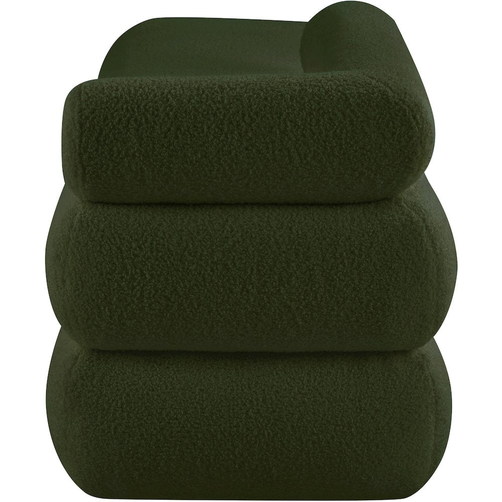 Kennedy Green Faux Shearling Teddy Fabric Bench