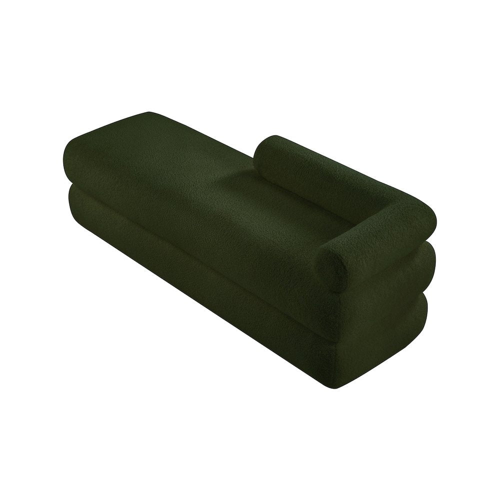 Kennedy Green Faux Shearling Teddy Fabric Bench