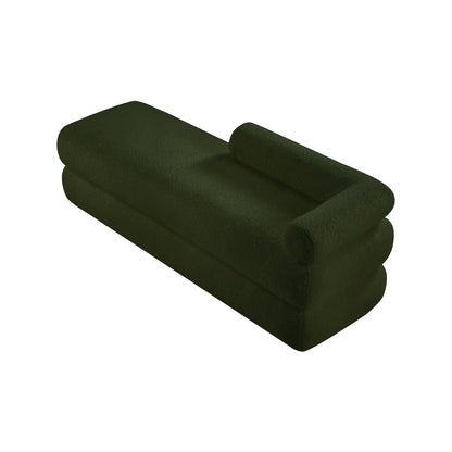 Kennedy Green Faux Shearling Teddy Fabric Bench