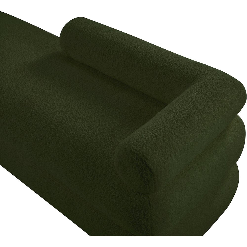 Kennedy Green Faux Shearling Teddy Fabric Bench