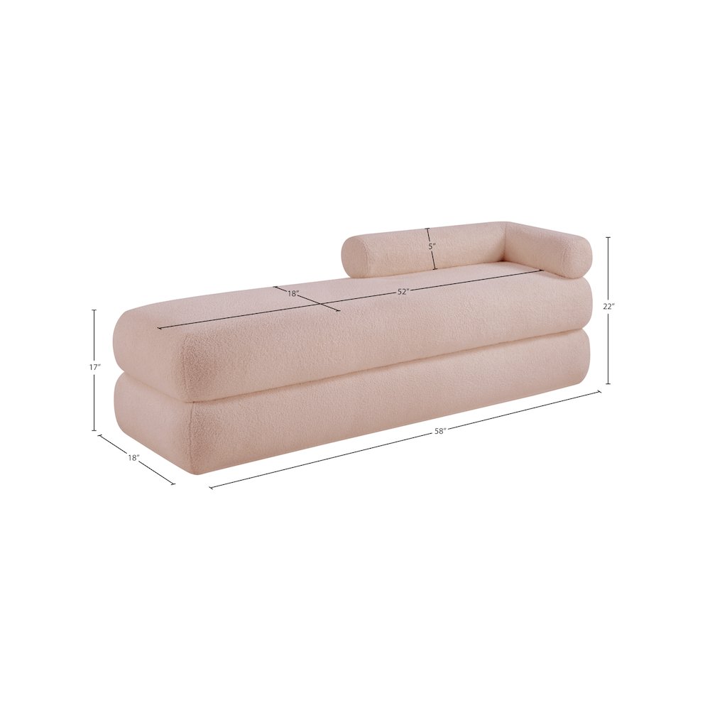 Kennedy Pink Faux Shearling Teddy Fabric Bench