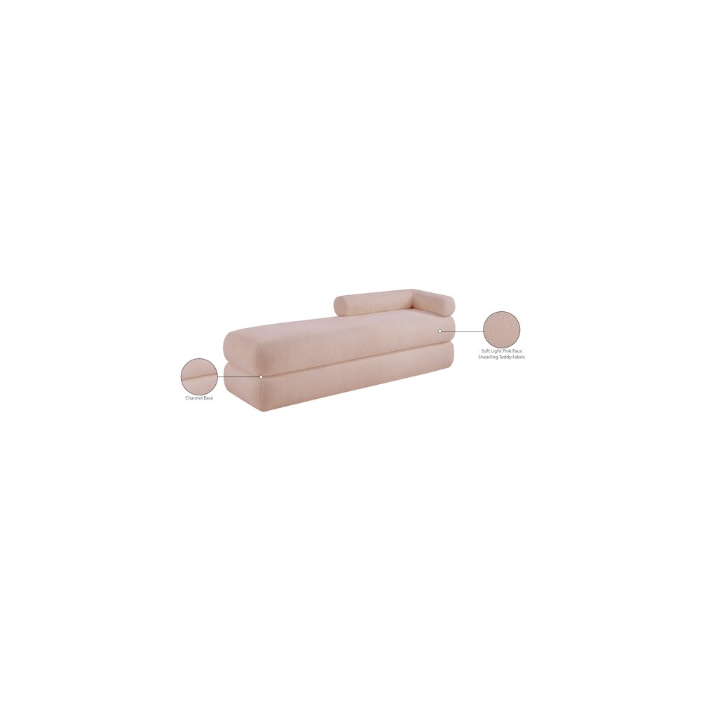 Kennedy Pink Faux Shearling Teddy Fabric Bench