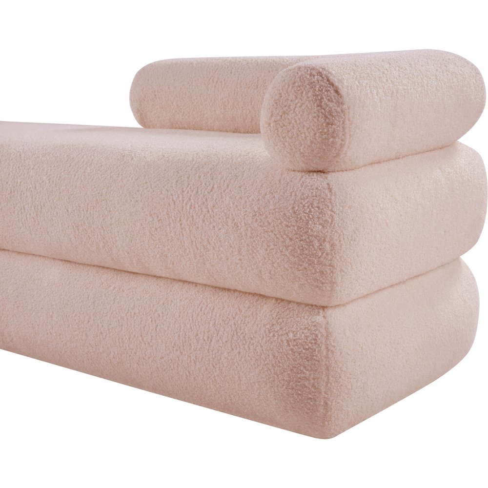 Kennedy Pink Faux Shearling Teddy Fabric Bench