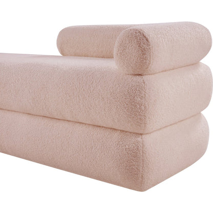 Kennedy Pink Faux Shearling Teddy Fabric Bench