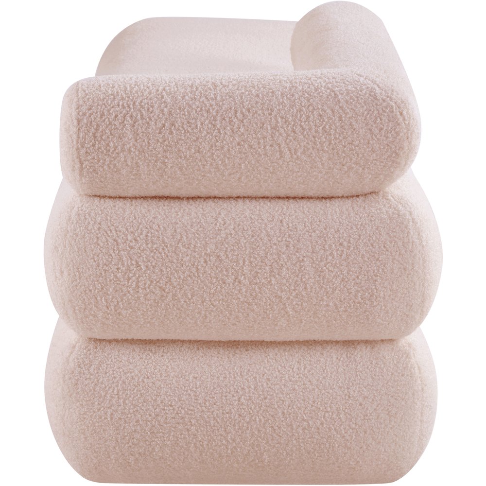 Kennedy Pink Faux Shearling Teddy Fabric Bench