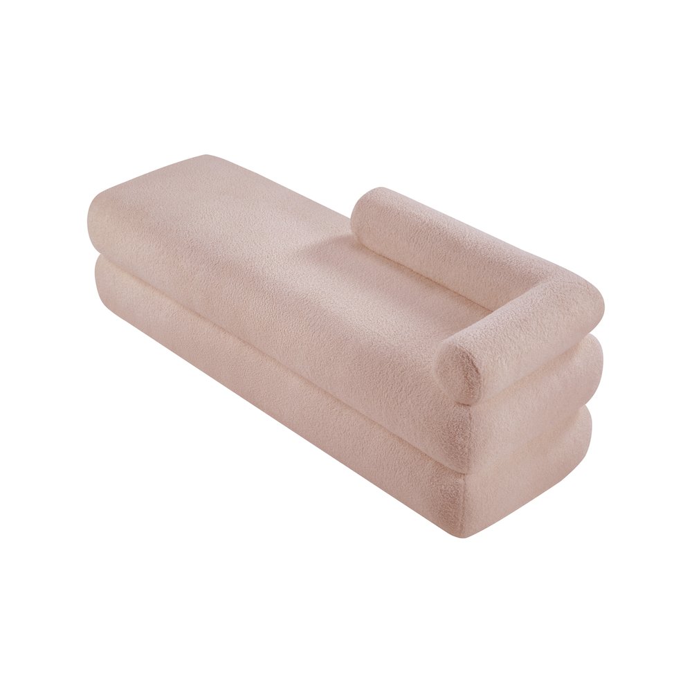 Kennedy Pink Faux Shearling Teddy Fabric Bench