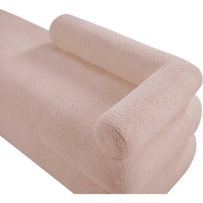 Kennedy Pink Faux Shearling Teddy Fabric Bench