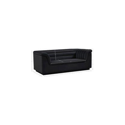 Cascade Black Velvet Fabric Loveseat
