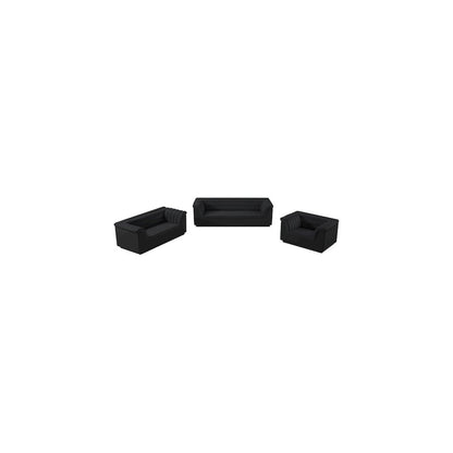Cascade Black Velvet Fabric Loveseat
