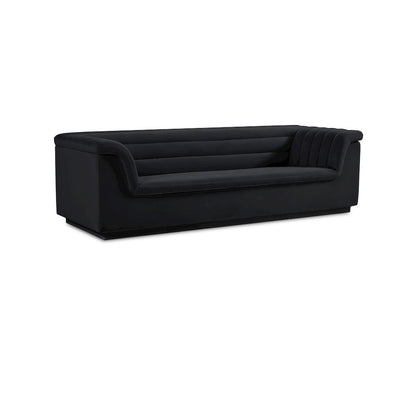 Cascade Black Velvet Fabric Sofa
