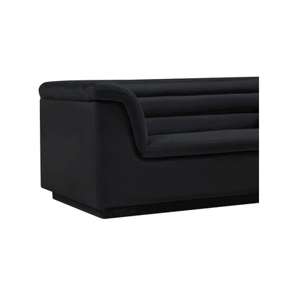 Cascade Black Velvet Fabric Sofa