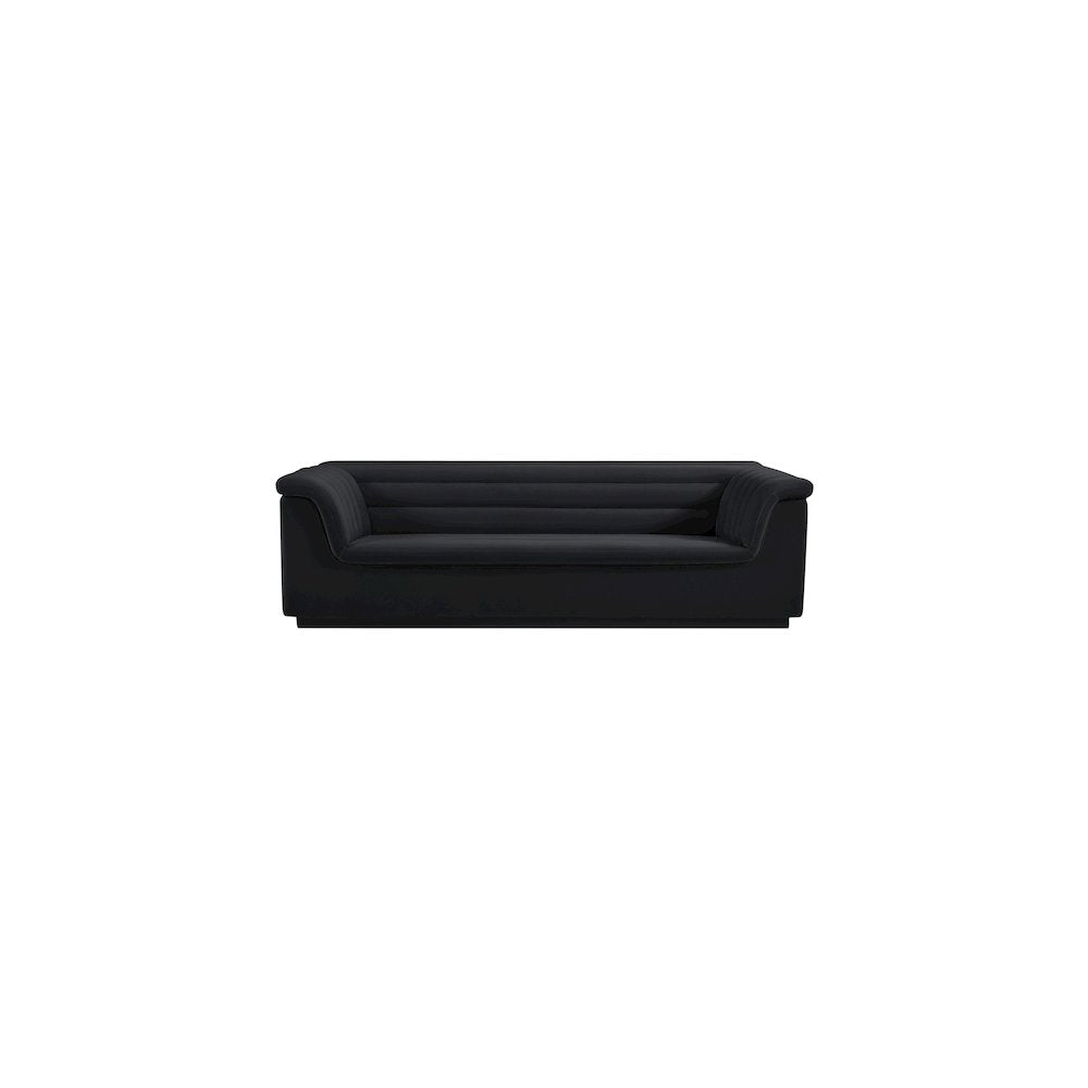 Cascade Black Velvet Fabric Sofa