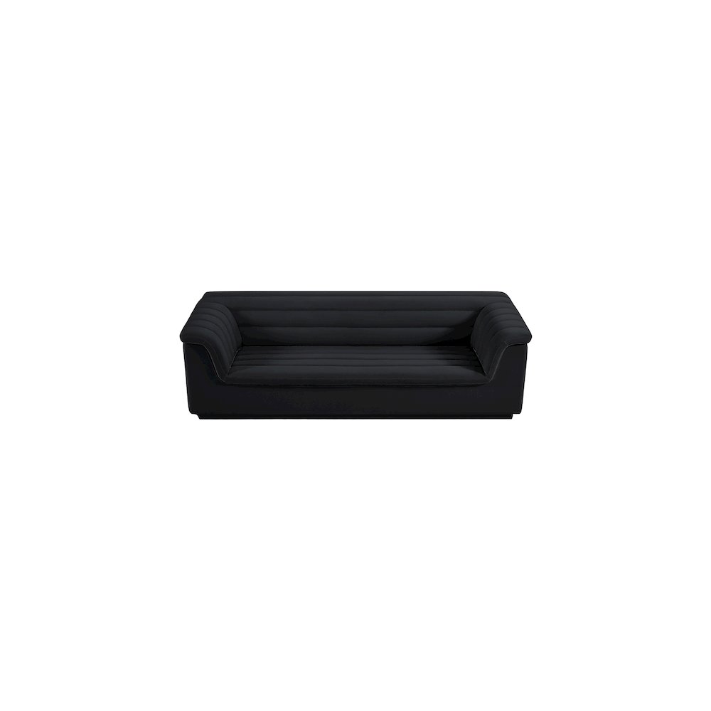 Cascade Black Velvet Fabric Sofa