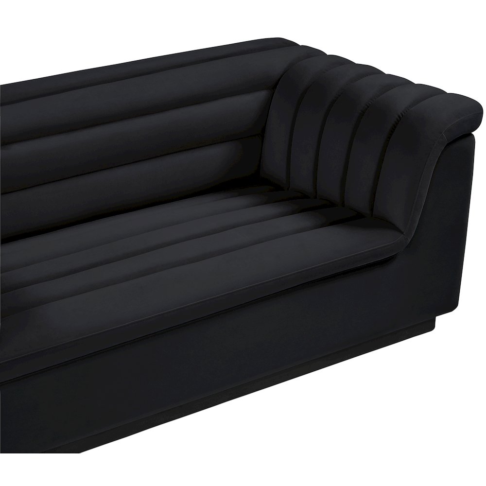 Cascade Black Velvet Fabric Sofa