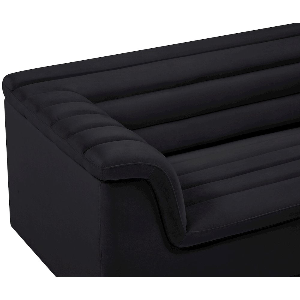 Cascade Black Velvet Fabric Sofa
