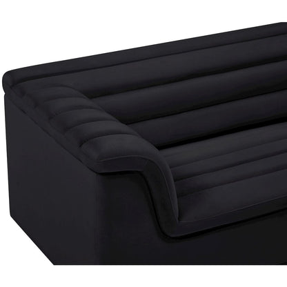 Cascade Black Velvet Fabric Sofa
