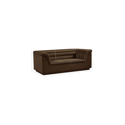 Cascade Brown Velvet Fabric Loveseat