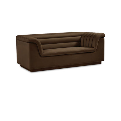 Cascade Brown Velvet Fabric Loveseat