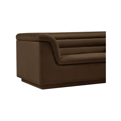 Cascade Brown Velvet Fabric Loveseat