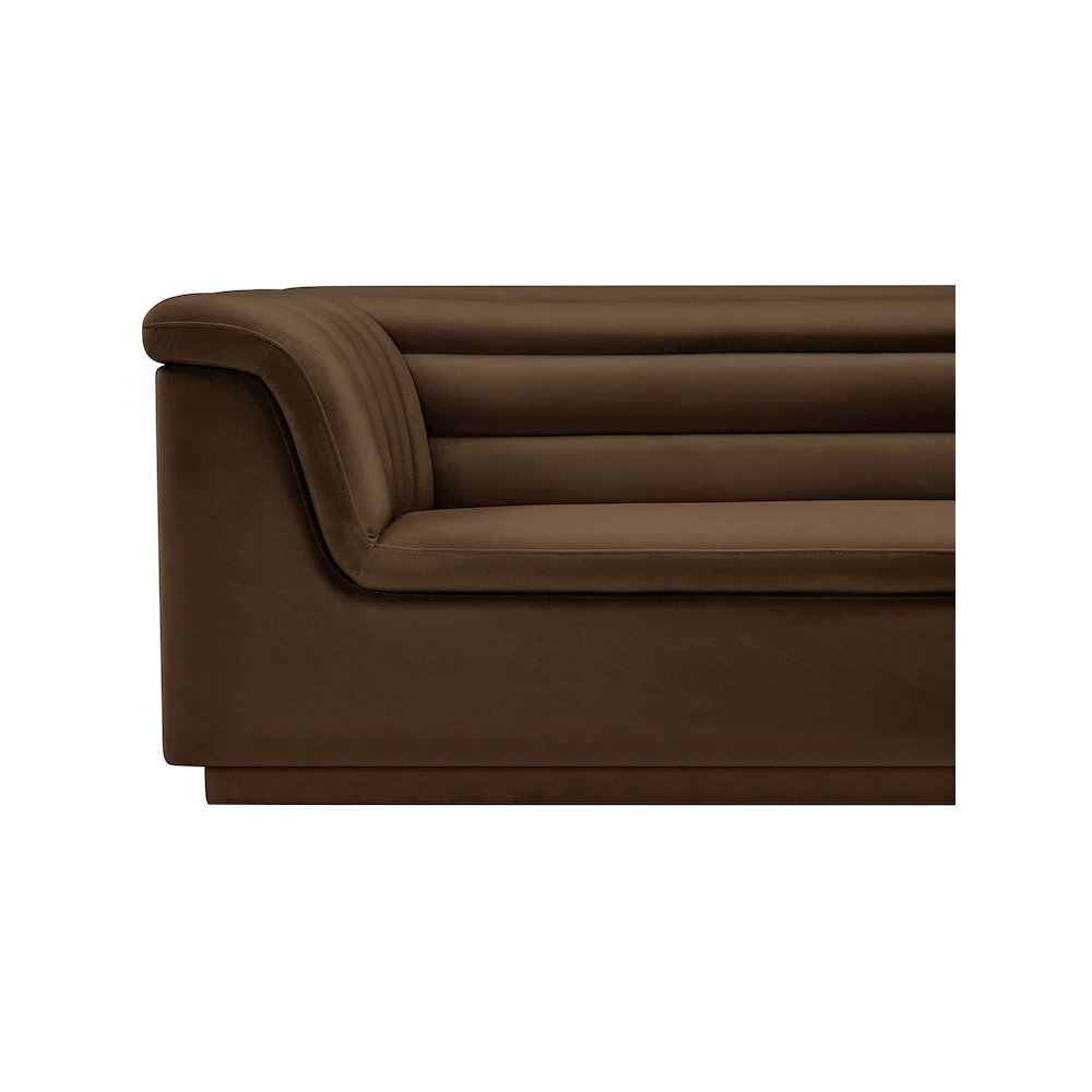Cascade Brown Velvet Fabric Loveseat
