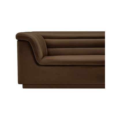 Cascade Brown Velvet Fabric Loveseat
