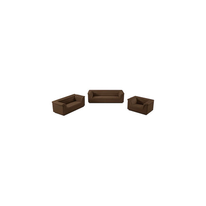 Cascade Brown Velvet Fabric Loveseat