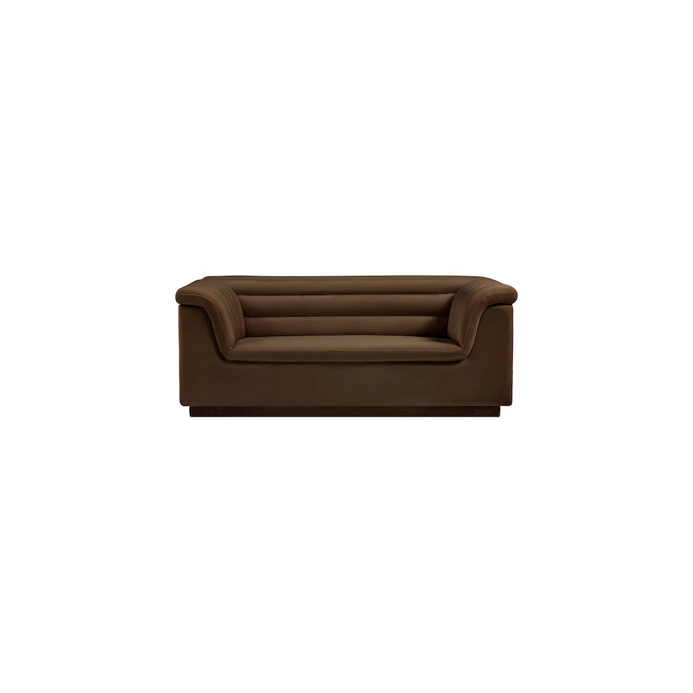 Cascade Brown Velvet Fabric Loveseat