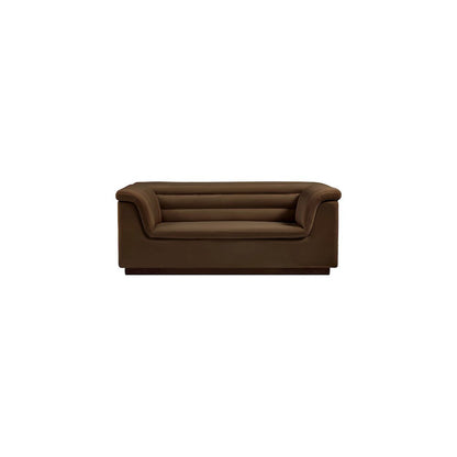 Cascade Brown Velvet Fabric Loveseat