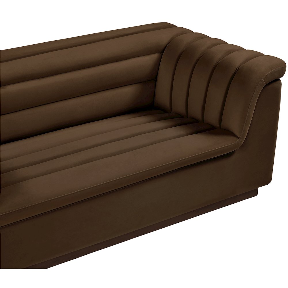 Cascade Brown Velvet Fabric Loveseat