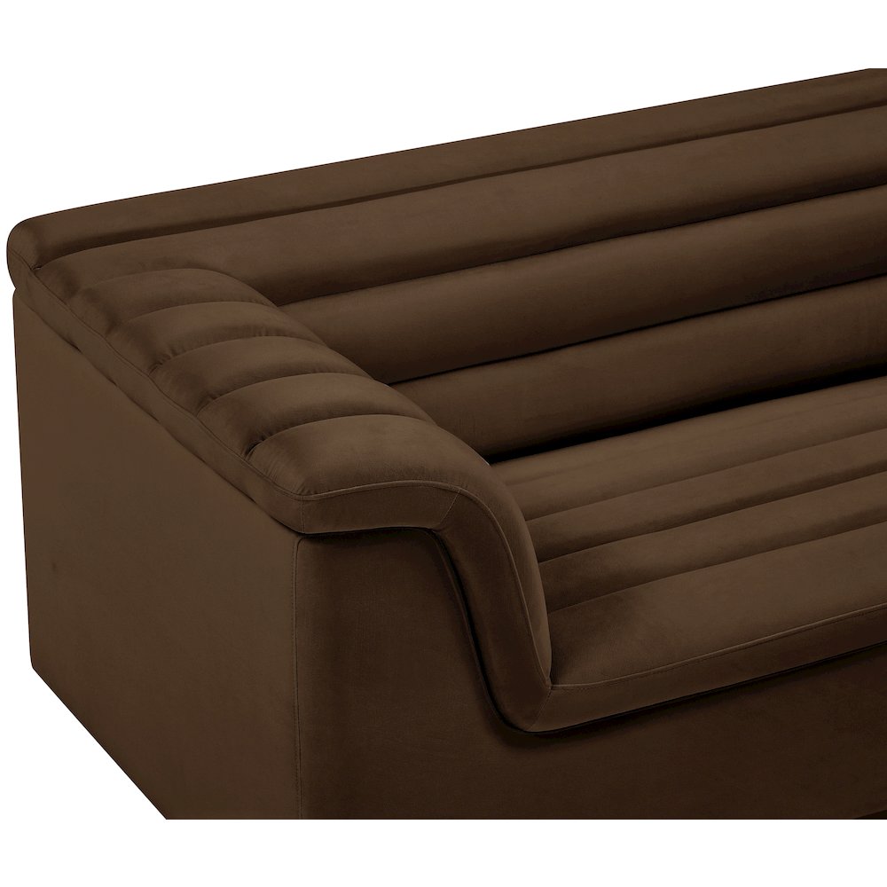 Cascade Brown Velvet Fabric Loveseat
