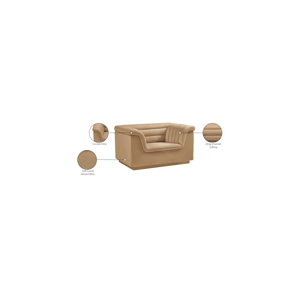 Cascade Camel Velvet Fabric Chair