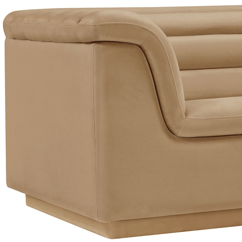Cascade Camel Velvet Fabric Chair