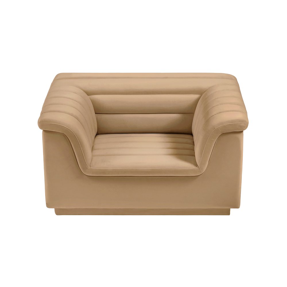 Cascade Camel Velvet Fabric Chair