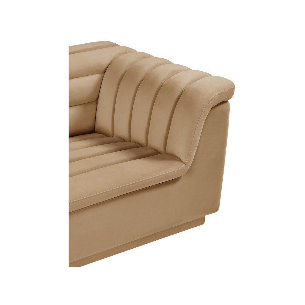 Cascade Camel Velvet Fabric Chair