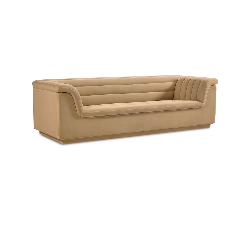 Cascade Camel Velvet Fabric Sofa