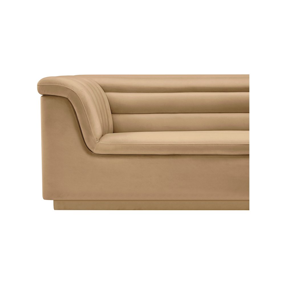 Cascade Camel Velvet Fabric Sofa