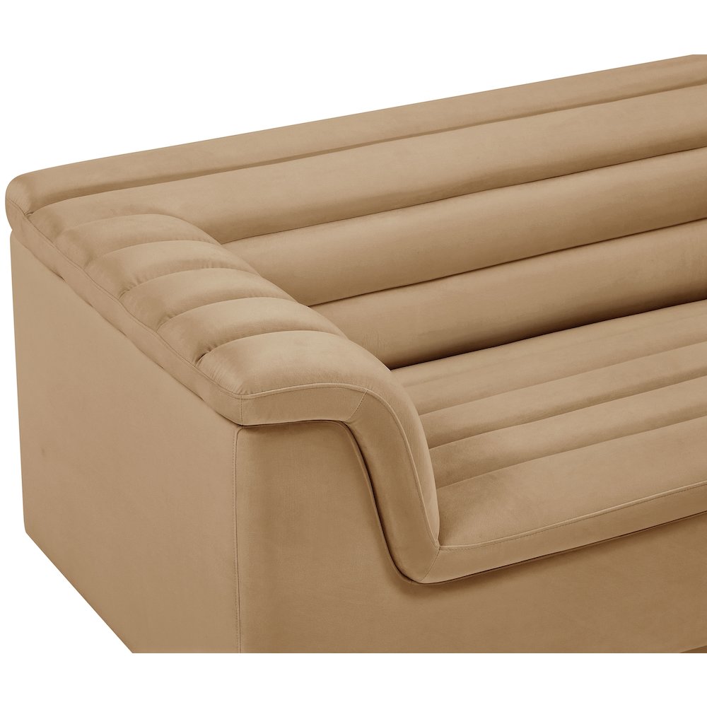 Cascade Camel Velvet Fabric Sofa