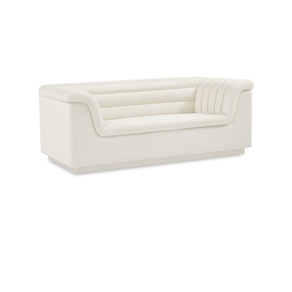 Cascade Cream Velvet Fabric Loveseat