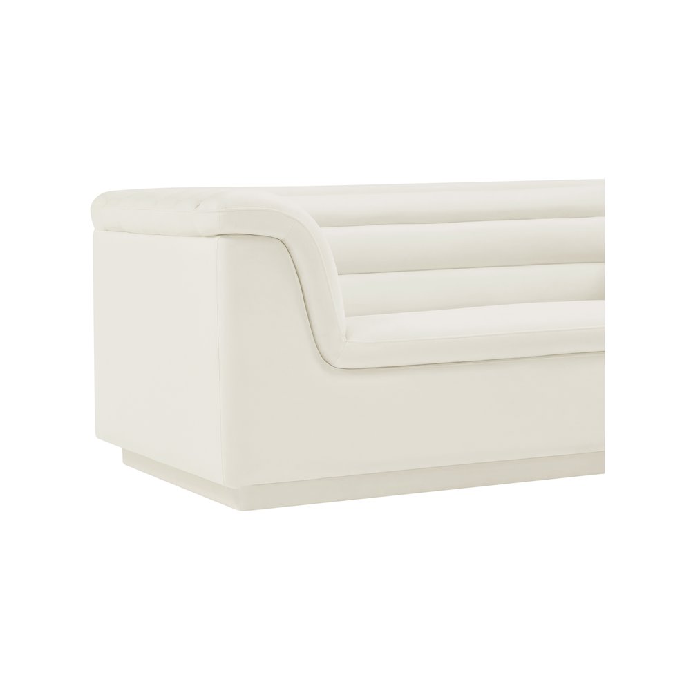 Cascade Cream Velvet Fabric Loveseat
