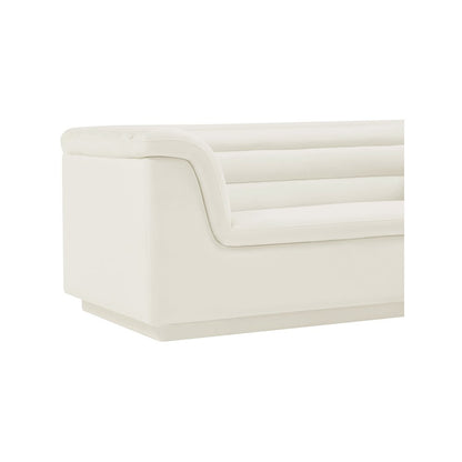 Cascade Cream Velvet Fabric Loveseat