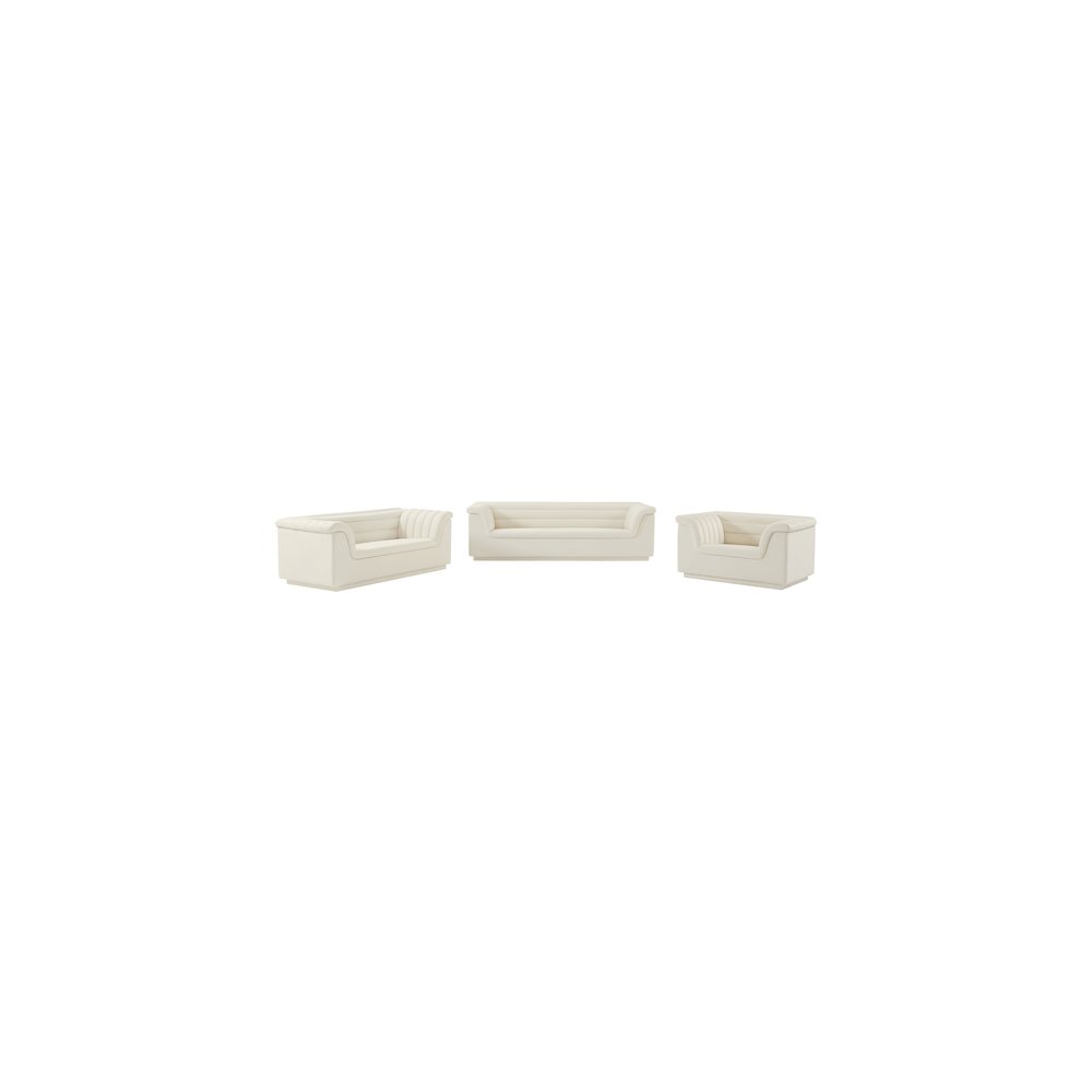 Cascade Cream Velvet Fabric Loveseat