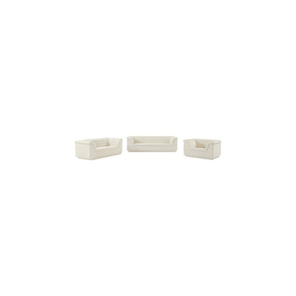 Cascade Cream Velvet Fabric Loveseat