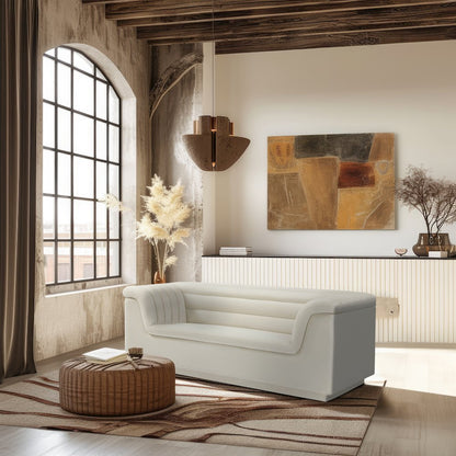 Cascade Cream Velvet Fabric Loveseat