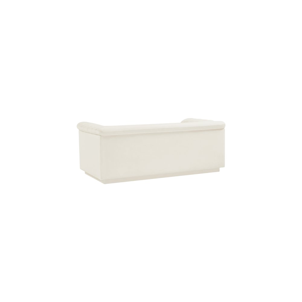 Cascade Cream Velvet Fabric Loveseat
