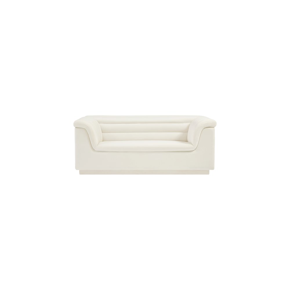 Cascade Cream Velvet Fabric Loveseat