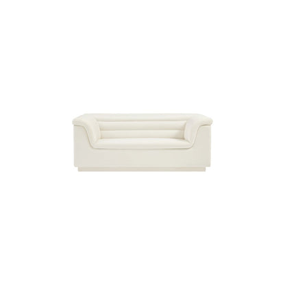 Cascade Cream Velvet Fabric Loveseat