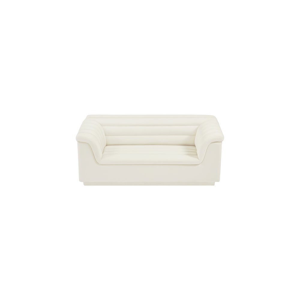 Cascade Cream Velvet Fabric Loveseat