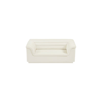 Cascade Cream Velvet Fabric Loveseat