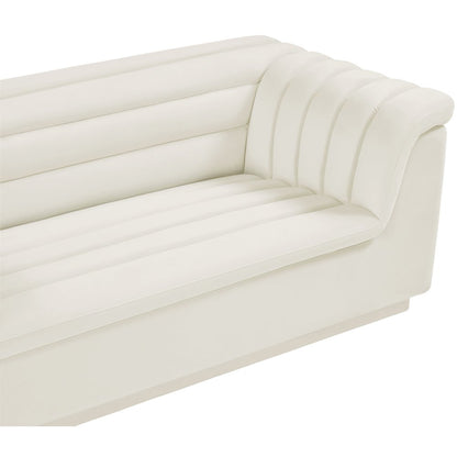 Cascade Cream Velvet Fabric Loveseat